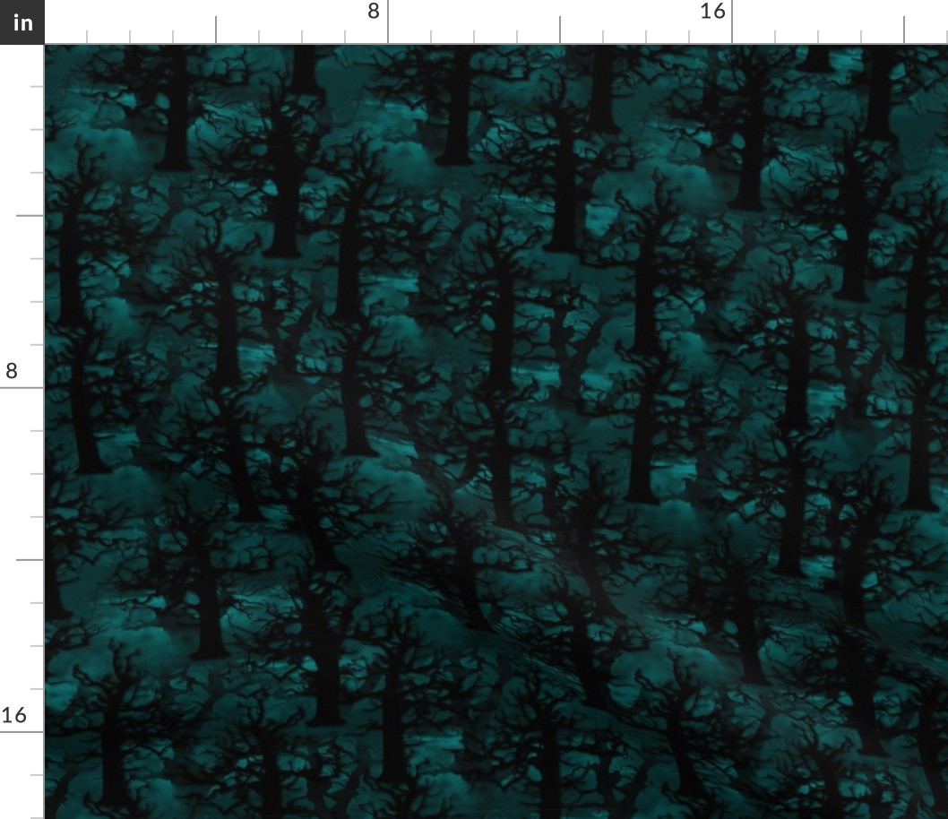 Spooky Trees in Teal