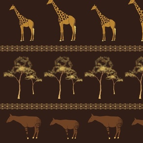 Giraffe and Okapi Pattern - Earthy Golds