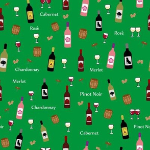 Wine Bottle and Glass-Icons with bottles-Green