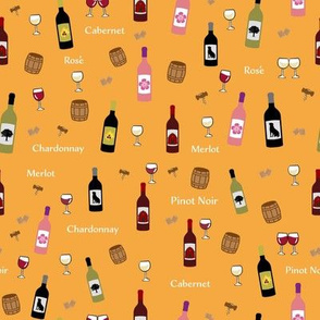 Wine Bottle and Glass-Icons with bottles-Orange