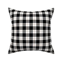 1" Woven Buffalo Check w Window Pane Check - Black and White with Rust (buffalo plaid, black and white plaid, buffalo check, faux woven texture, copper, bronze, terra cotta, cinnamon, pumpkin spice, one inch scale)