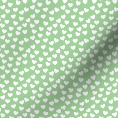 White hearts on green (mini)