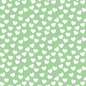 White hearts on green (mini)