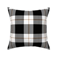 3" Woven Buffalo Check w Window Pane Check - Black and White with Rust (buffalo plaid, black and white plaid, buffalo check, faux woven texture, copper, bronze, terra cotta, cinnamon, pumpkin spice, large, blanket, bedding, three inch scale)