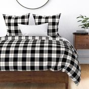 3" Woven Buffalo Check w Window Pane Check - Black and White with Rust (buffalo plaid, black and white plaid, buffalo check, faux woven texture, copper, bronze, terra cotta, cinnamon, pumpkin spice, large, blanket, bedding, three inch scale)