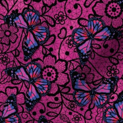 Butterflies on Hot Pink Lace