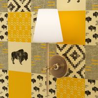 Buffalo Patchwork - Yellow, Greige, White - boho style  C20BS