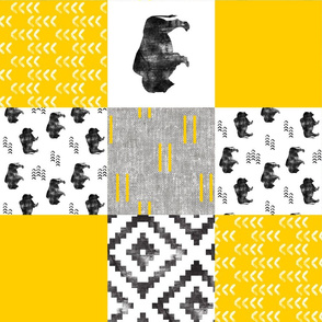 Buffalo Patchwork - Yellow, Greige, White - boho style (90) C20BS