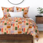 Painted Organic Shapes Peach Denim Large Scale 