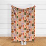 Painted Organic Shapes Peach Denim Large Scale 