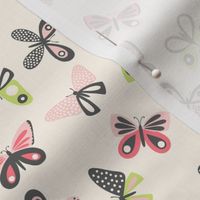 Small Colorful Butterflies on Cream background