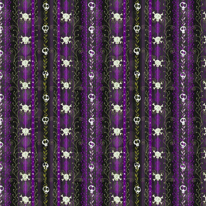 Vines O' Death -- Purple -- Halloween Wicca Skull Skeleton Victorian Vine Lace