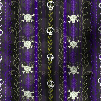 Vines O' Death -- Violet -- Halloween Wicca Skull Skeleton Victorian Vine Lace