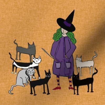 Cat Lady Witch with Kitties