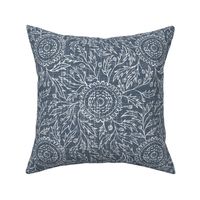 Medallion Blooms- Blue Grey