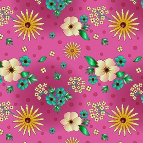 12" Vintage MAGENTA Floral