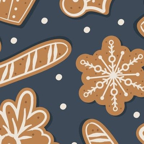 Gingerbread Cookies Navy | Extra Large Scale