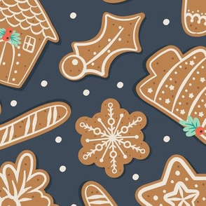 Gingerbread Cookies Navy | Large Scale