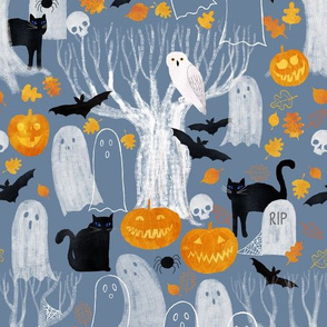 Crewel Creatures and Stitchable Spooks - Misty blue
