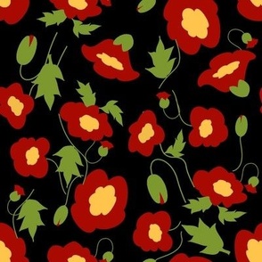 Cut-Paper Poppies - Black Small