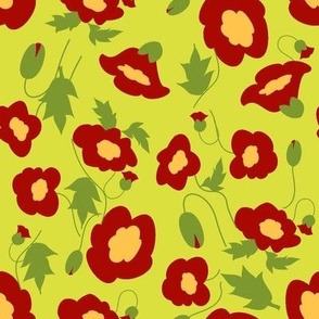 Cut-Paper Poppies - Chartreuse Small