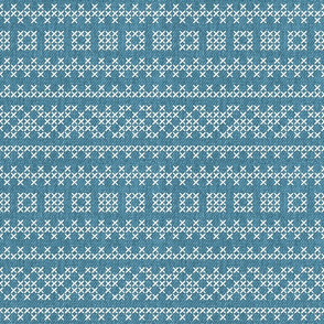 Farmhouse cross-stitch blue burlap texture Wallpaper