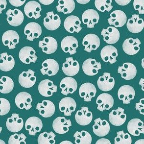 skulls tossed on teal