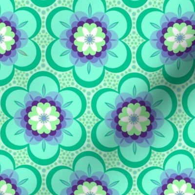 Bold floral - mint and purple