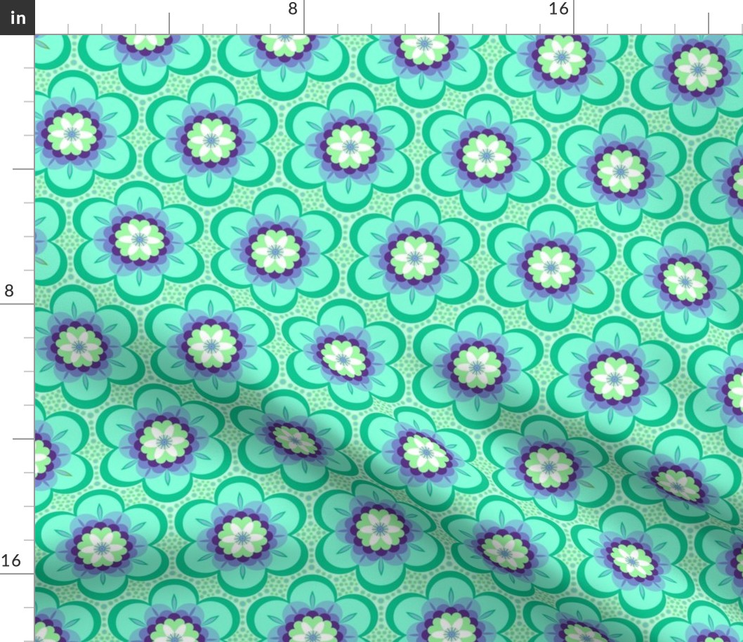 Bold floral - mint and purple