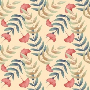 Gingko Leaves // Pink, Teal