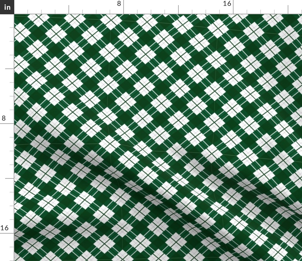 Dark Green White Plaid School Colors