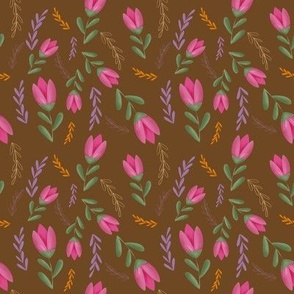 Pink Tulips // Pink and Green// 8x8