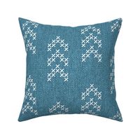 Aztec arrows embroidery denim blue burlap fabric texture Wallpaper