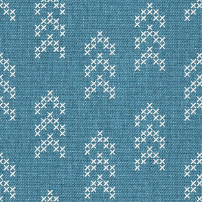Aztec arrows embroidery denim blue burlap fabric texture Wallpaper
