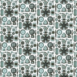 Ernst Haeckel Diatomea Diatoms in Teal Chamois Ditsy