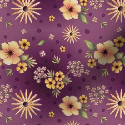 6" SMALL Vintage Dusty Plum Floral