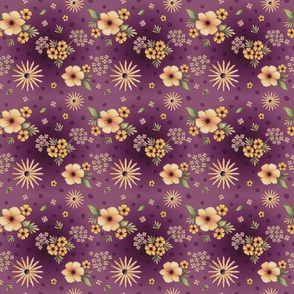 6" SMALL Vintage Dusty Plum Floral