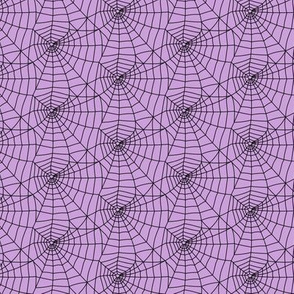 (small scale) spider webs - black on purple - halloween fabric C20BS