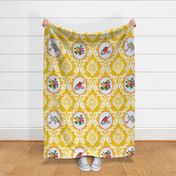 Bird Damask (Egg Yoke Yellow)