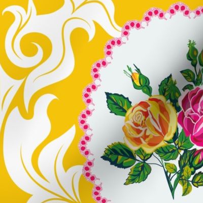 Bird Damask (Egg Yoke Yellow)