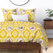 Bird Damask (Egg Yoke Yellow)