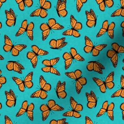 (1.5" scale) Monarch butterflies - teal - LAD20