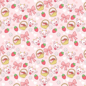 Strawberry Cow kawaii Poster for Sale by MayBK  Redbubble