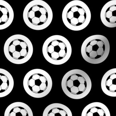 Soccer Ball Icon Sports Pattern with Black Background