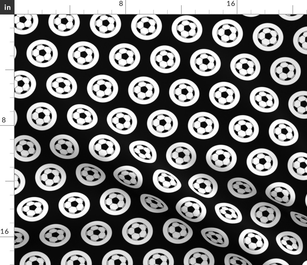 Soccer Ball Icon Sports Pattern with Black Background