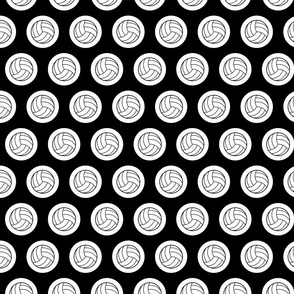 Volleyball Pattern with Volleyball Ball Circle Print & Black Background