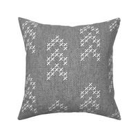 Farmhouse grey linen Aztec arrows embroidery cross-stitch textured Wallpaper