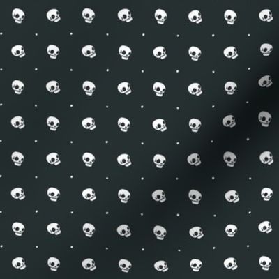 Halloween Skulls - Charcoal Black White - Poisonous Flowers Coordinate
