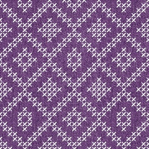 Aztec diamonds cross-stitch purple linen embroidery Wallpaper