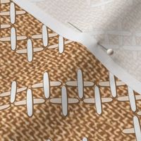 Natural linen burlap texture white diamonds cross-stitch neutral rustic Fabric